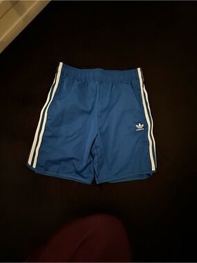 adidas Blue Boys Athletic Shorts with White 3-Stripes